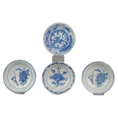 Set of 4 Chinese 16/17th Porcelain Ming China Bowls Horse & Valuables