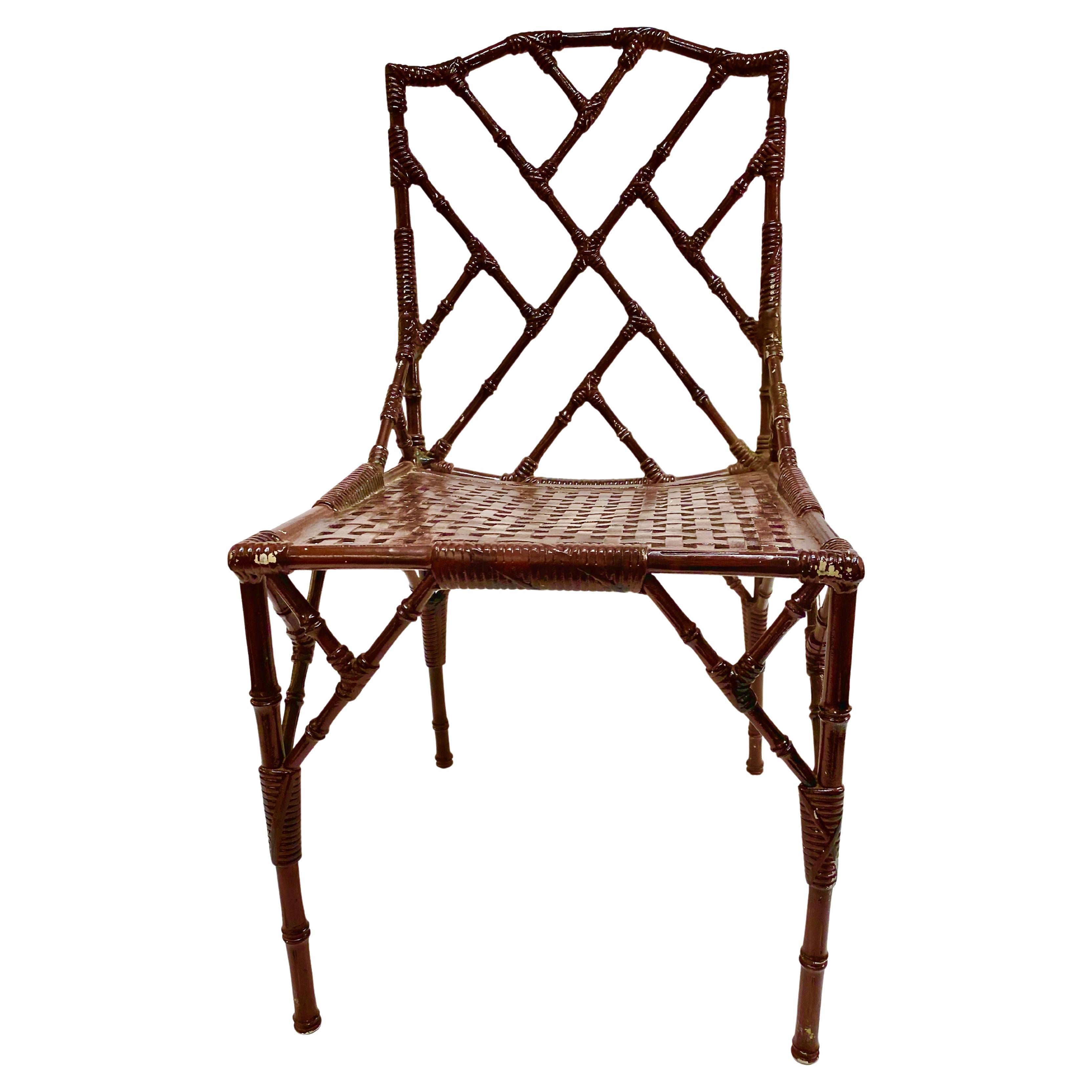 Ensemble de 4 chaises Chippendale chinoises avec table Bon état - En vente à Pasadena, CA