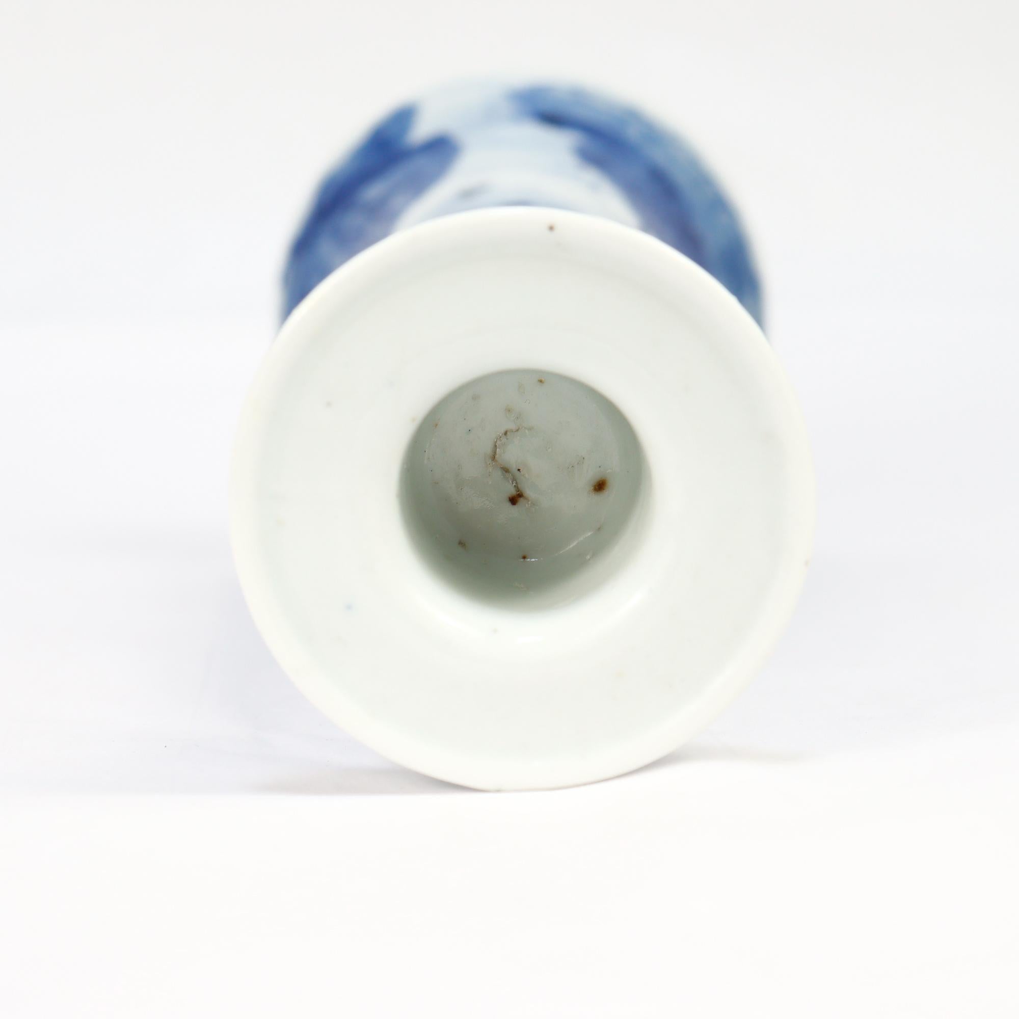 Set of 4 Chinese Export Blue & White Canton Porcelain Candlesticks For Sale 9