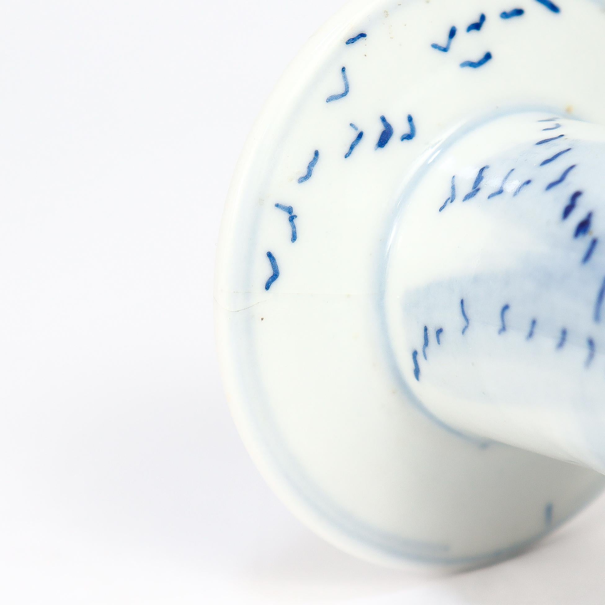 Set of 4 Chinese Export Blue & White Canton Porcelain Candlesticks For Sale 13