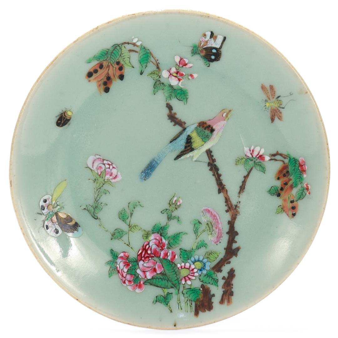 Set of 4 Chinese Export Porcelain Celadon Plates In Good Condition In Philadelphia, PA