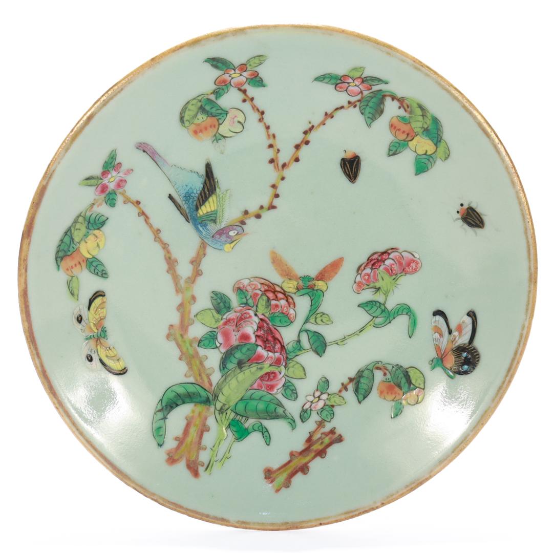 Set of 4 Chinese Export Porcelain Celadon Plates For Sale 1