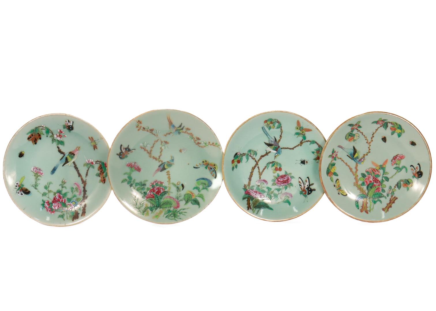 Set of 4 Chinese Export Porcelain Celadon Plates For Sale 4