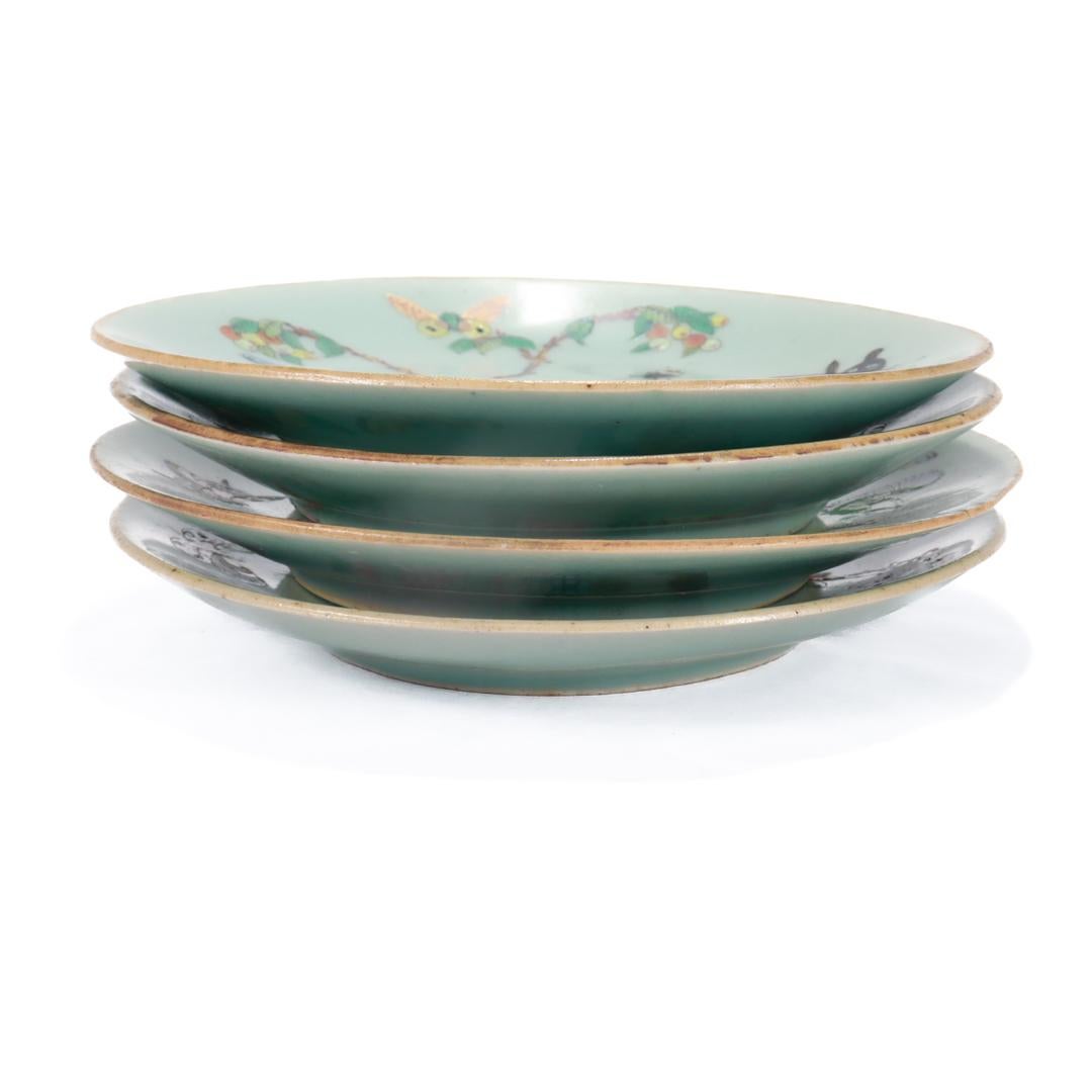 Set of 4 Chinese Export Porcelain Celadon Plates 5