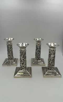 Set of 4 Chinese Export Silver Candlesticks