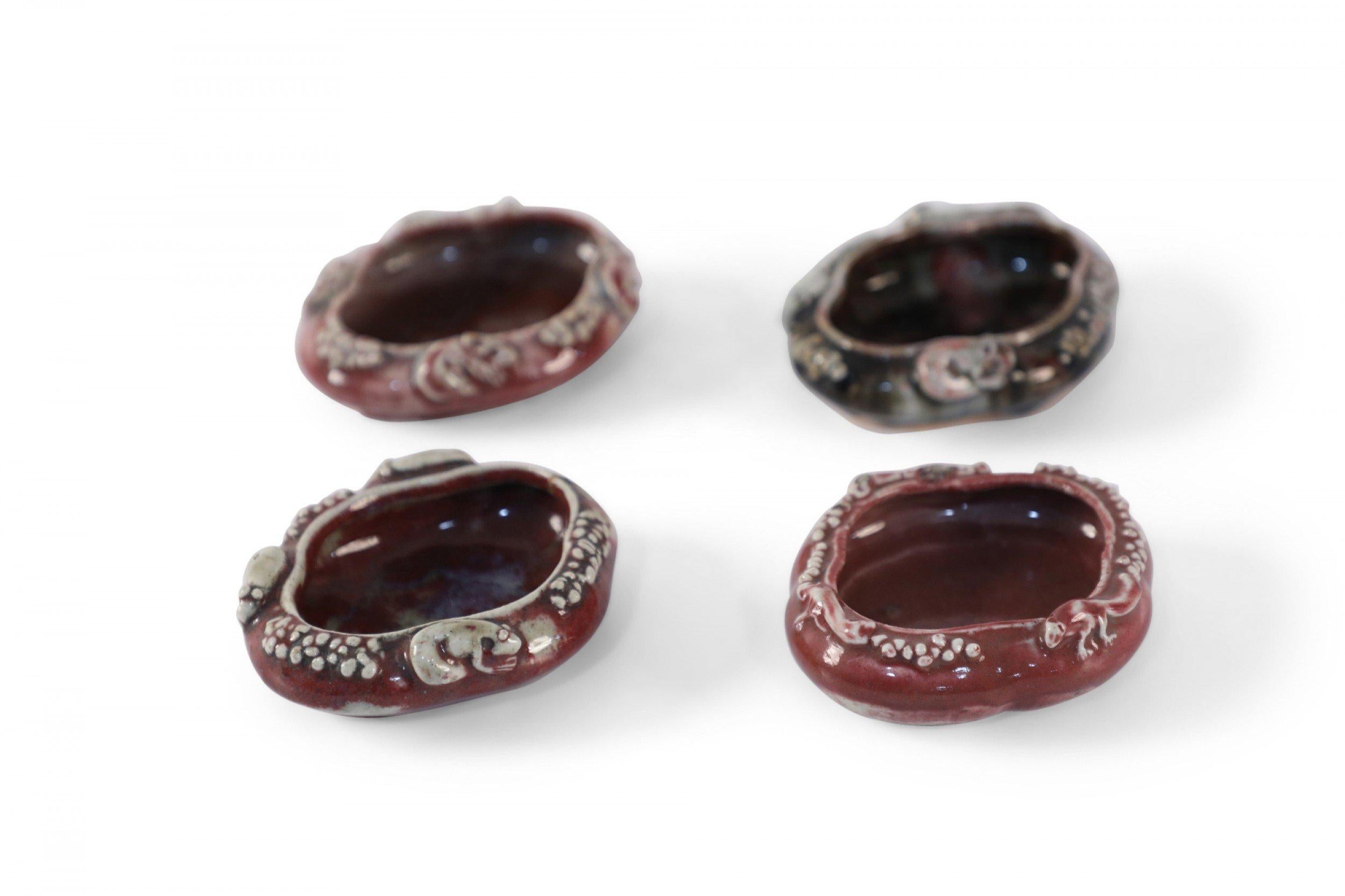 Chinese Export Set of 4 Chinese Red Porcelain Catchalls For Sale