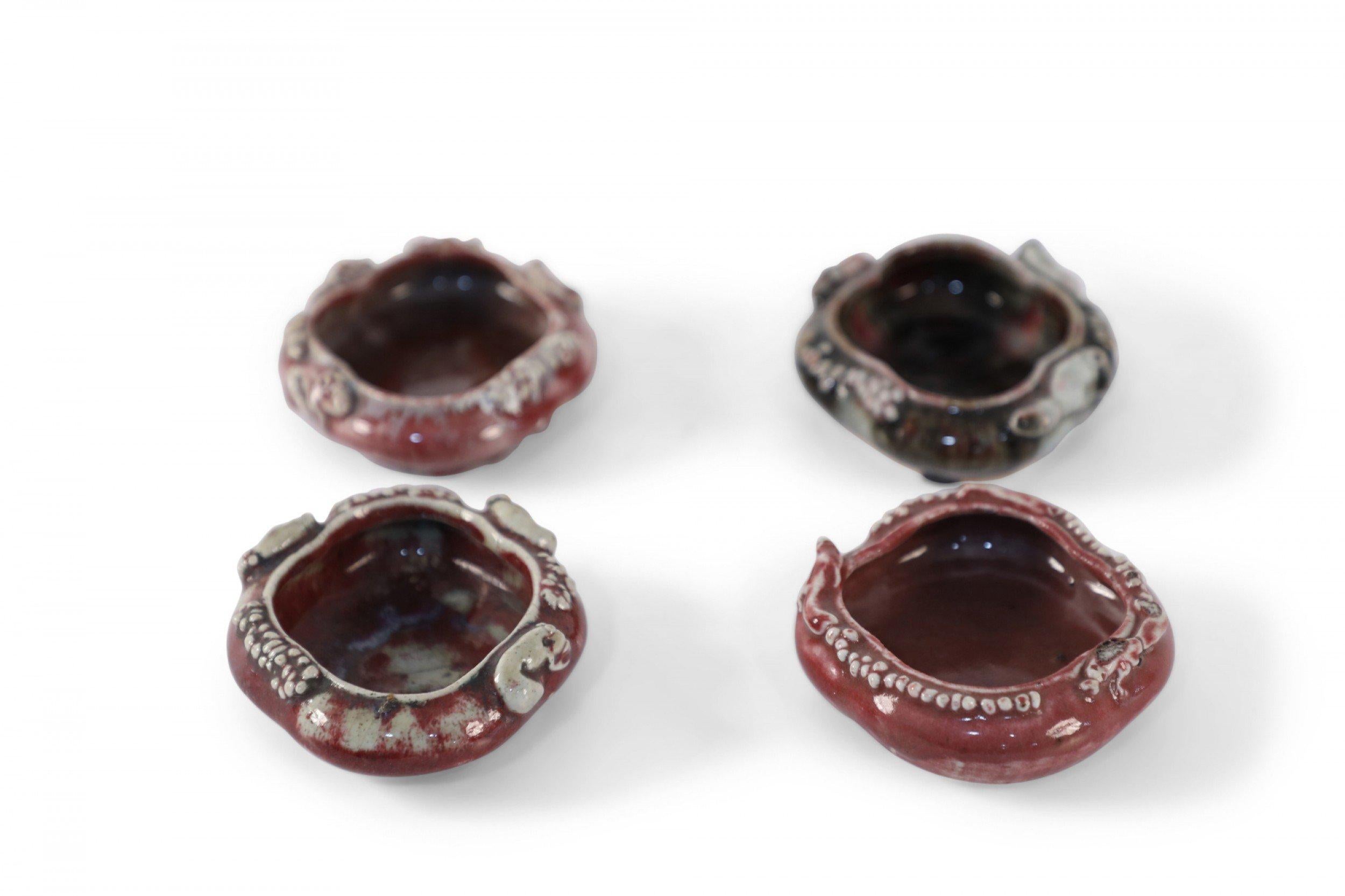 Set of 4 Chinese Red Porcelain Catchalls For Sale 1