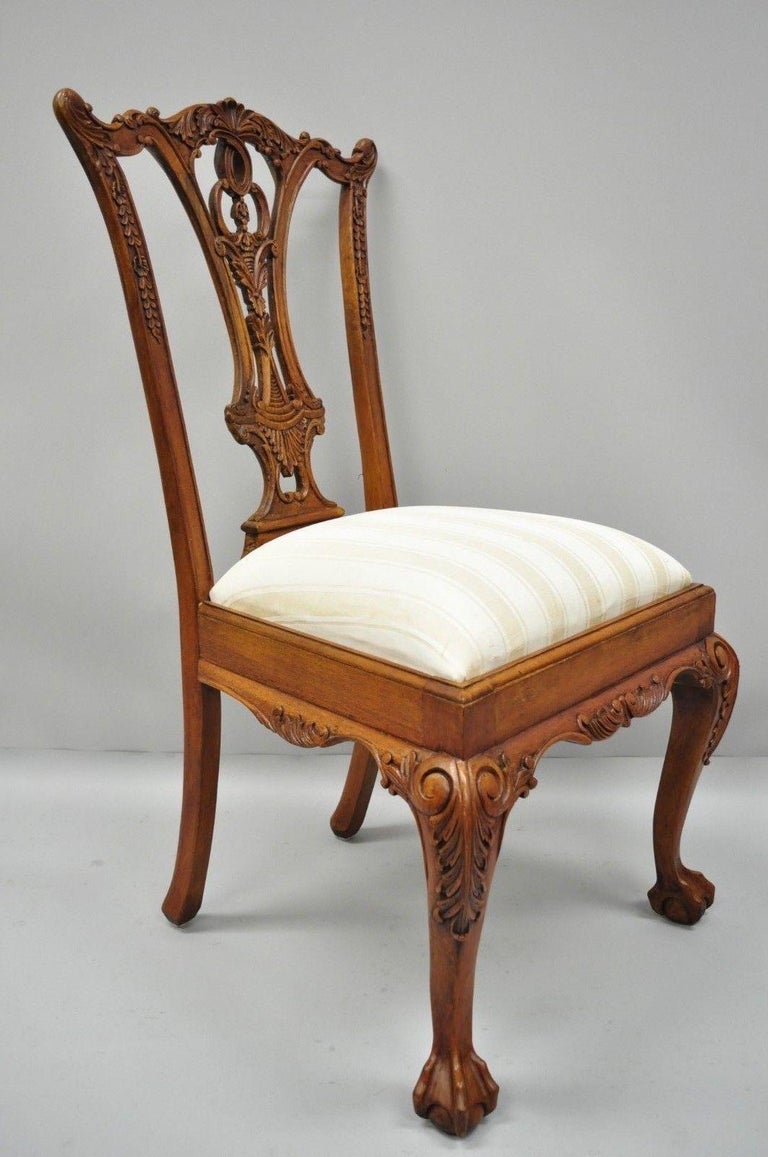 Set of 4 Chippendale Style Carved Mahogany Ball and Claw Repro Dining