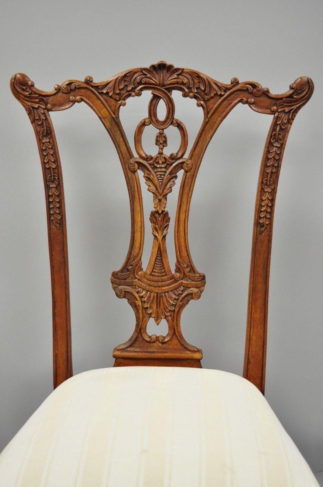 Set of 4 Chippendale Style Carved Mahogany Ball and Claw Repro Dining Chairs 3