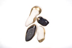 Set von 4 Blütenblattschalen aus Chagrin-, Muschel- und Bronze-Patina-Messing von Kifu Paris