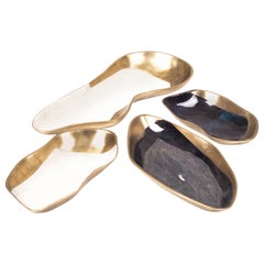 Ensemble de 4 bols Chital en galuchat, coquillage et bronze-Patina Brass par Kifu Paris