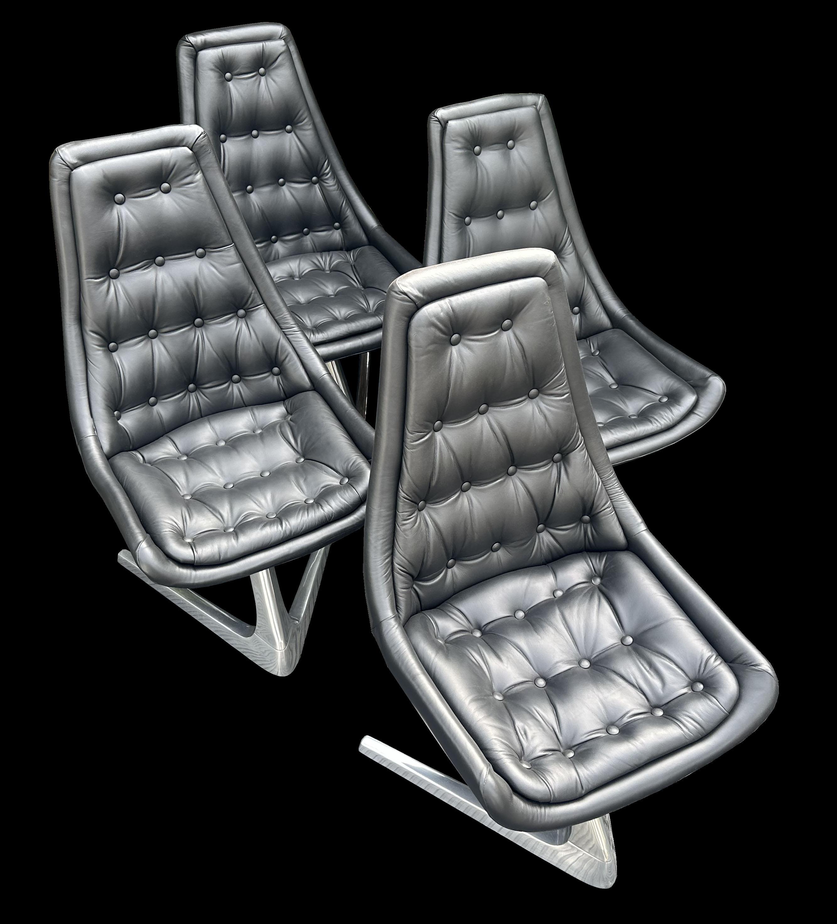 Space Age Set of 4 Chromcraft Sculpta Swivel Chairs For Sale
