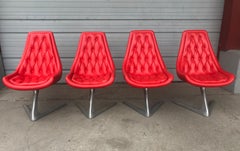 Set of 4 Chromcraft Sculpta Unicorn Chairs, Star Trek Chair Rare, Original Red