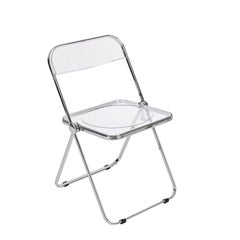 Juego de 4 sillas plegables Plia de cromo y lucita transparente de Anonima Castelli, Italia