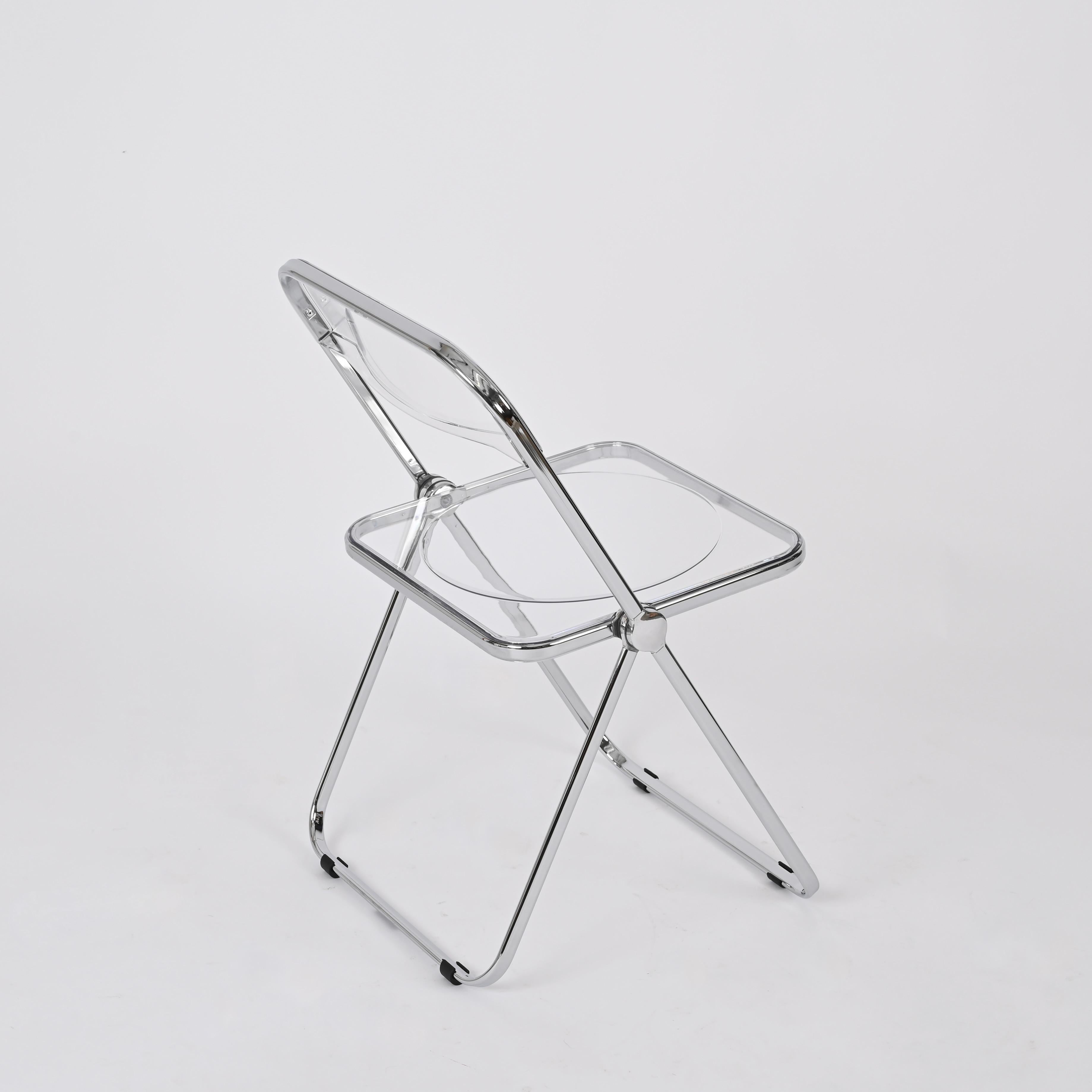 Set di 4 sedie Foldes in cromo e lucite trasparente di Anonima Castelli, Italia in vendita 7