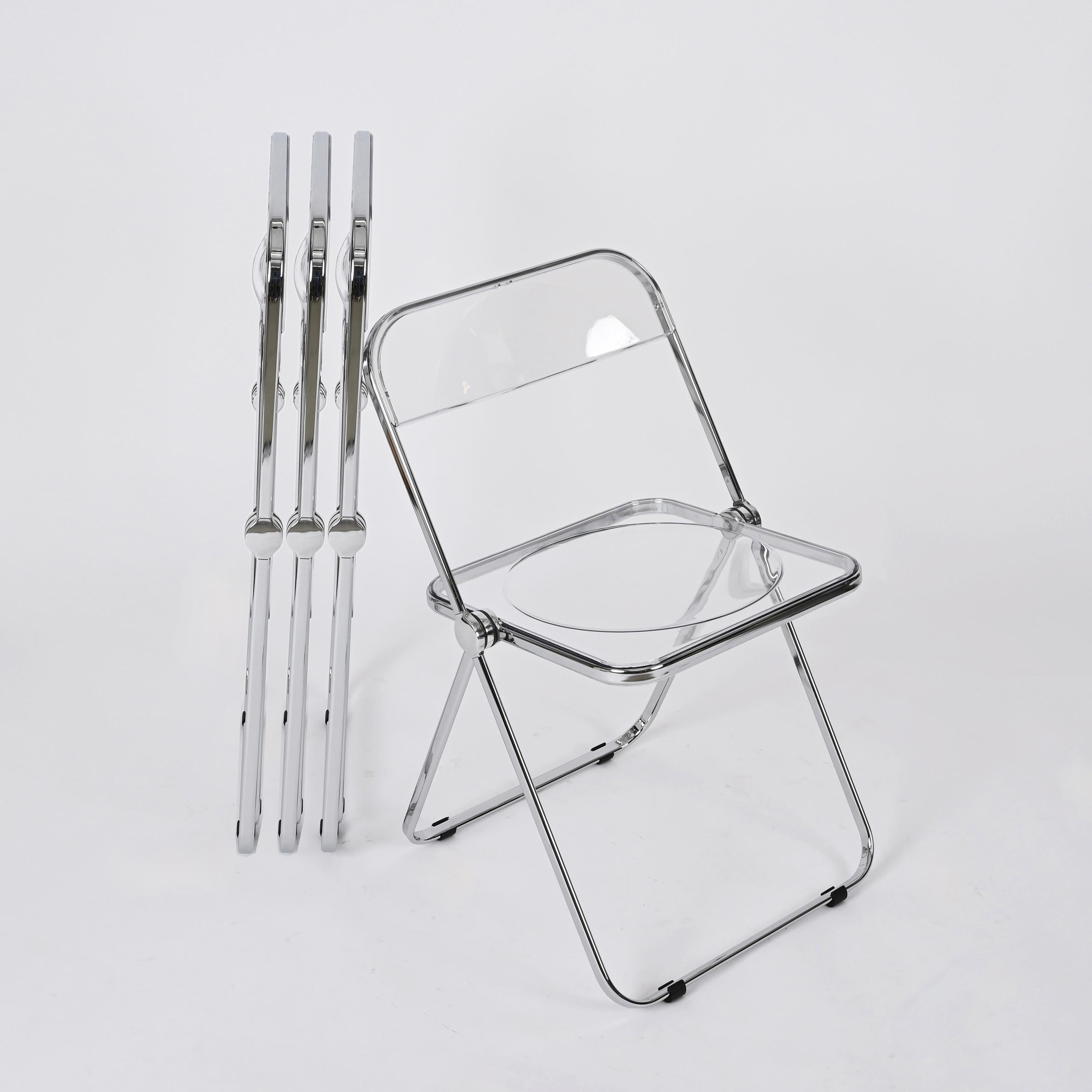 Set di 4 sedie Foldes in cromo e lucite trasparente di Anonima Castelli, Italia in vendita 6