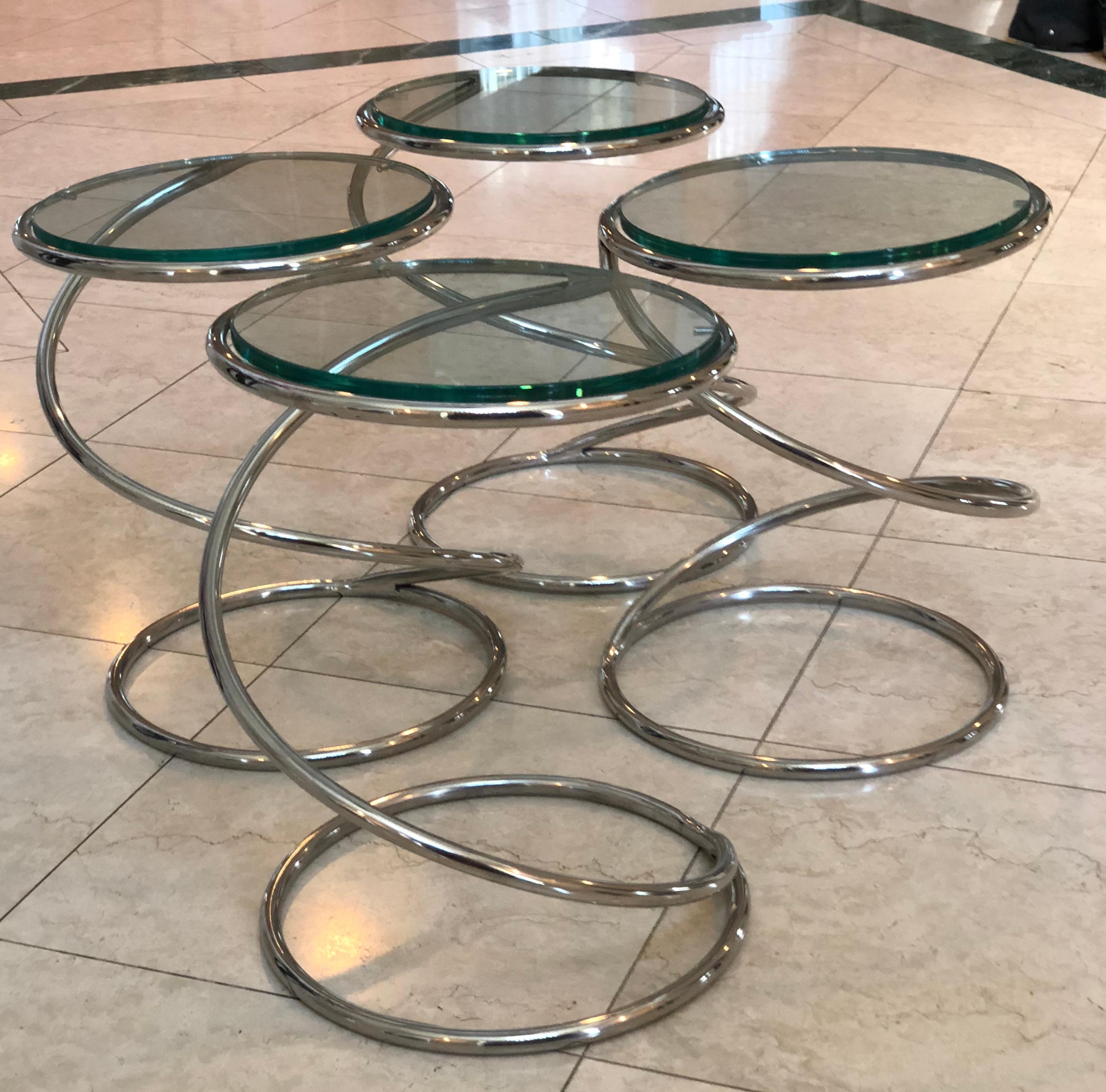 Set of 2 chrome and glass 