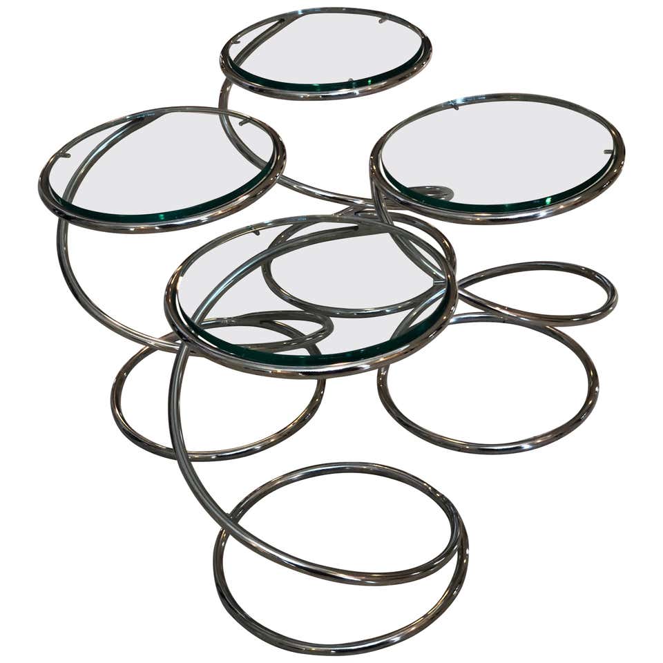 Set of 2 Chrome and Glass