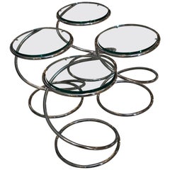 2er-Set "Spring Beistelltische" aus Chrom und Glas von Pace Collection