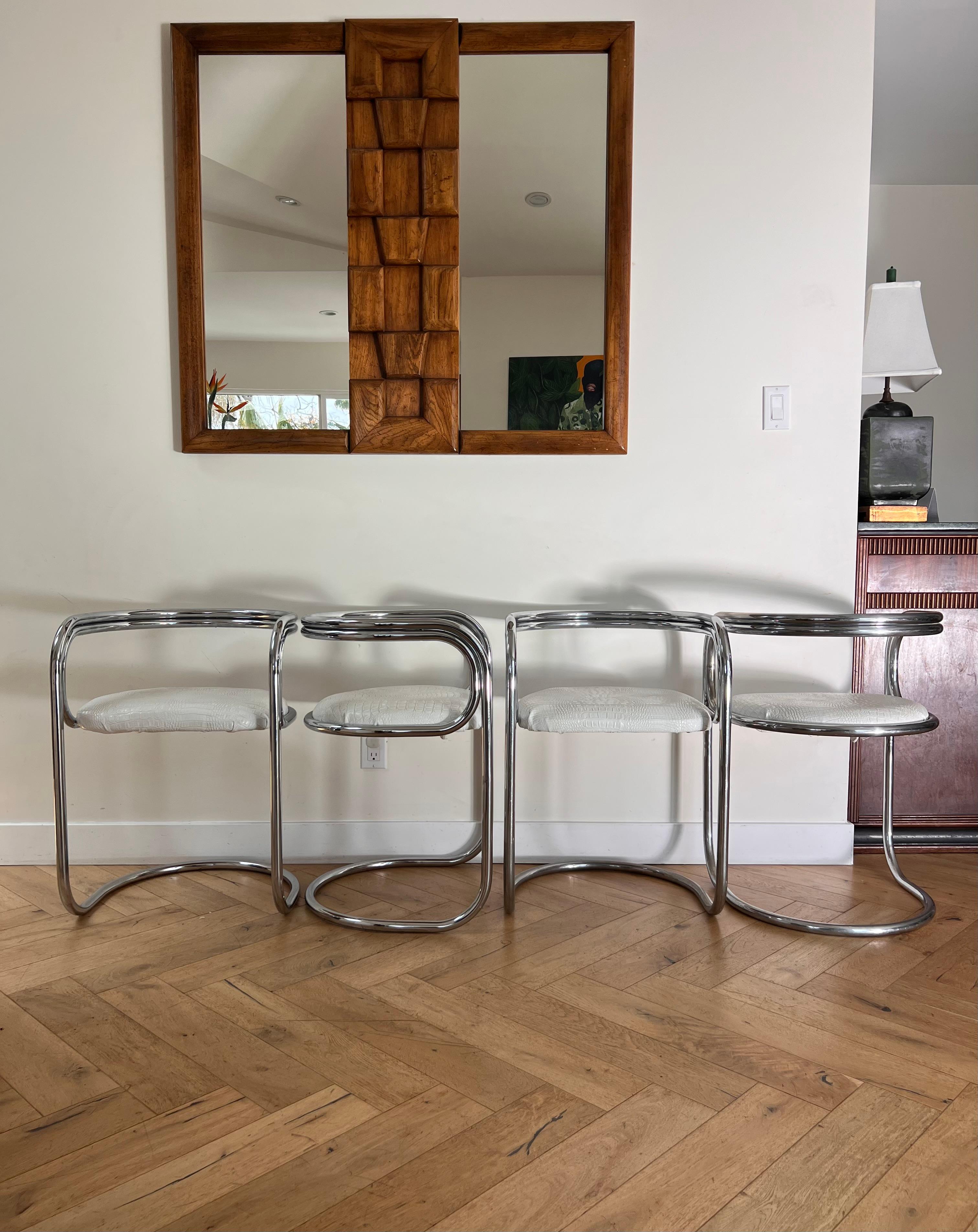 Set of 4 Chrome Cantilever Chairs by Peter Wigglesworth for Plush, 1970 3