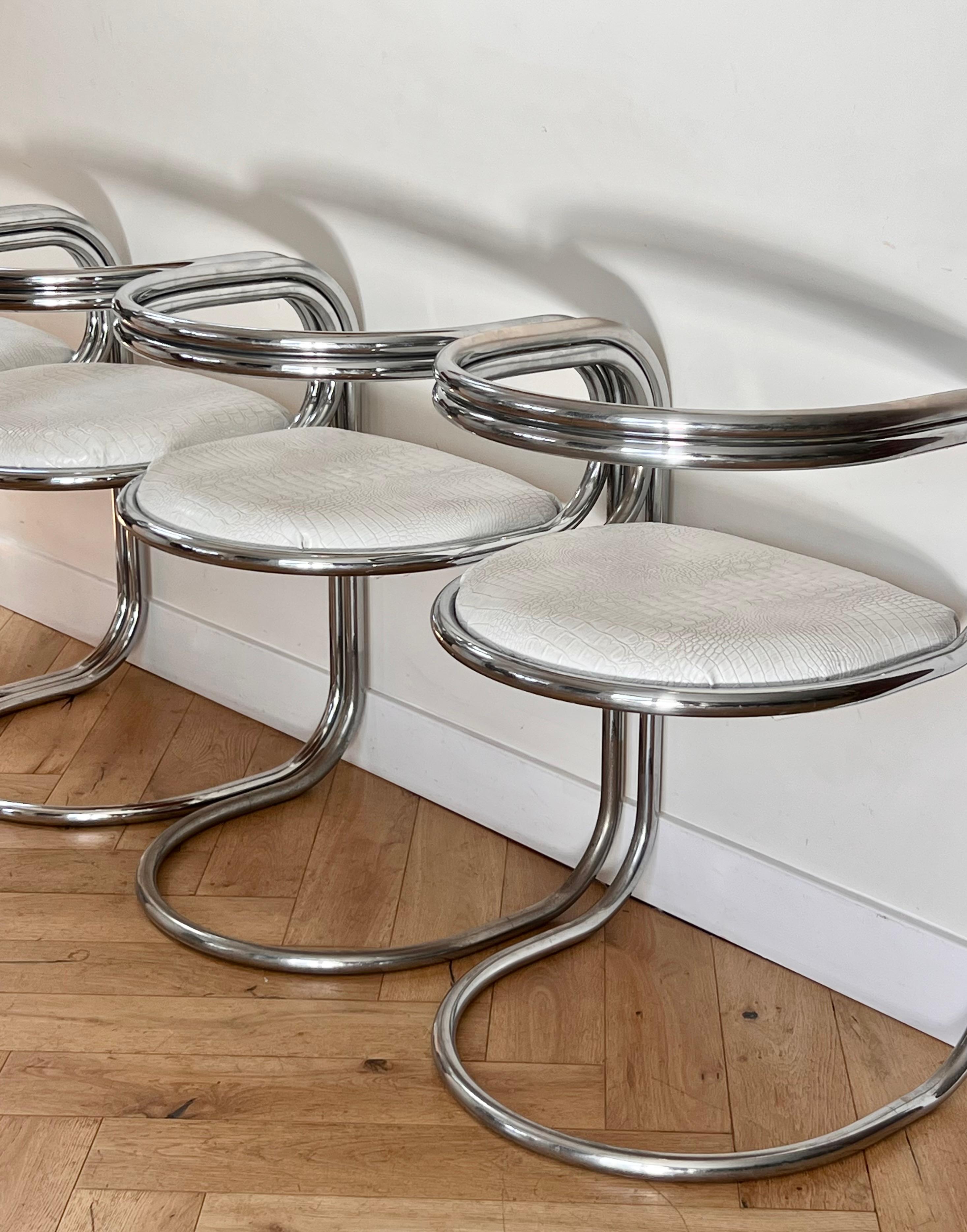 Set of 4 Chrome Cantilever Chairs by Peter Wigglesworth for Plush, 1970 7