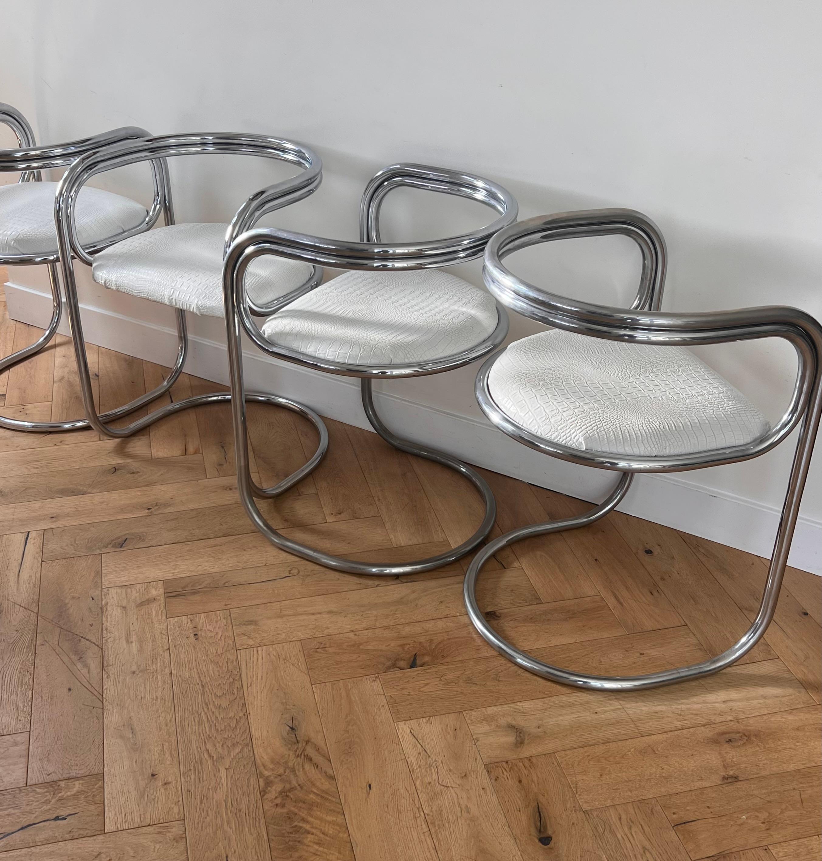 Set of 4 Chrome Cantilever Chairs by Peter Wigglesworth for Plush, 1970 9