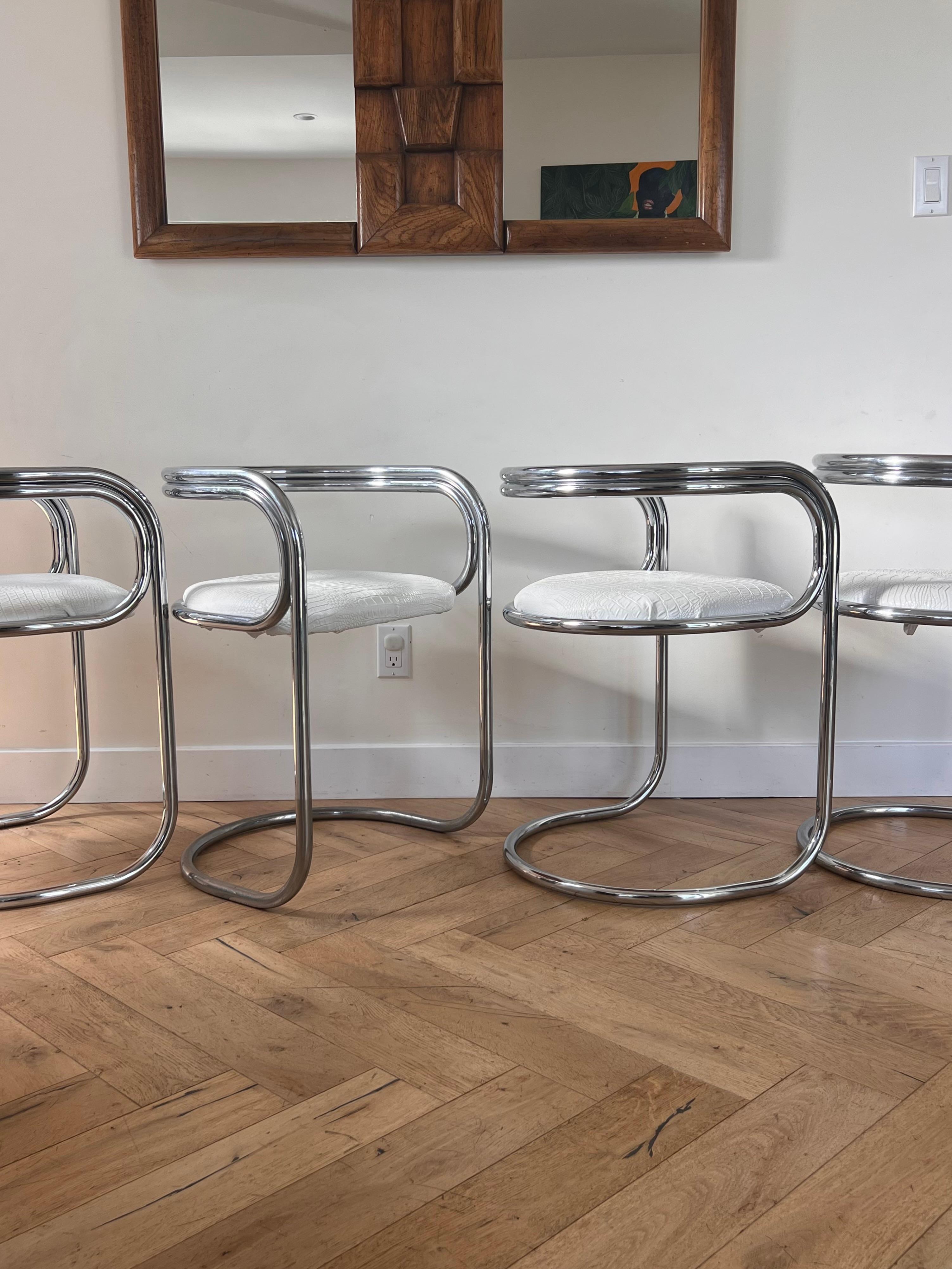 Set of 4 Chrome Cantilever Chairs by Peter Wigglesworth for Plush, 1970 12