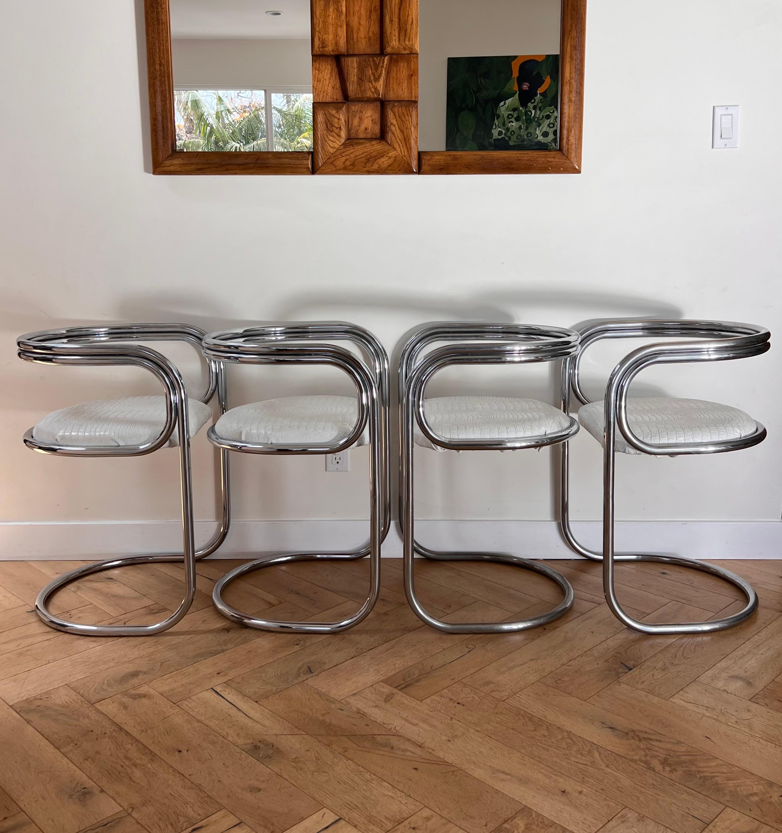 Set of 4 Chrome Cantilever Chairs by Peter Wigglesworth for Plush, 1970 1