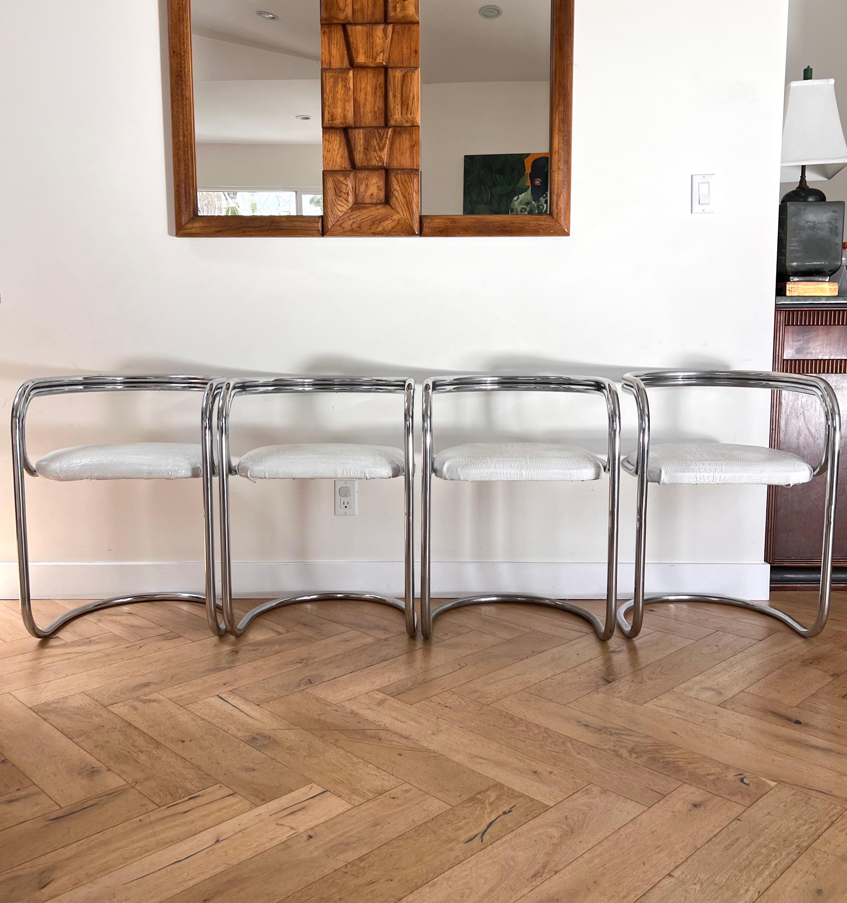 Set of 4 Chrome Cantilever Chairs by Peter Wigglesworth for Plush, 1970 2