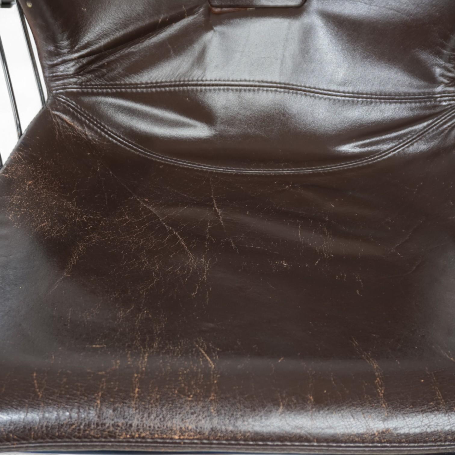 Pelle Set di 4 sedie da pranzo cromate di Gastone Rinaldi per Thema, 1970 in vendita