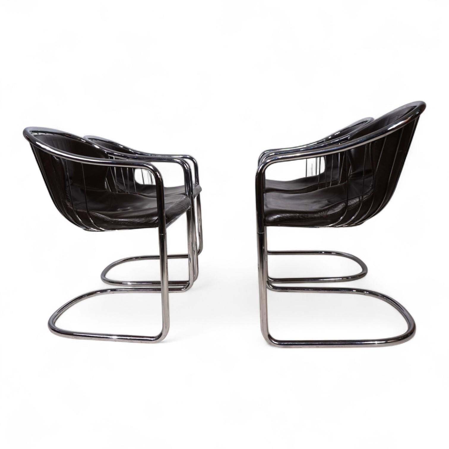 Set di 4 sedie da pranzo cromate di Gastone Rinaldi per Thema, 1970 in vendita 2