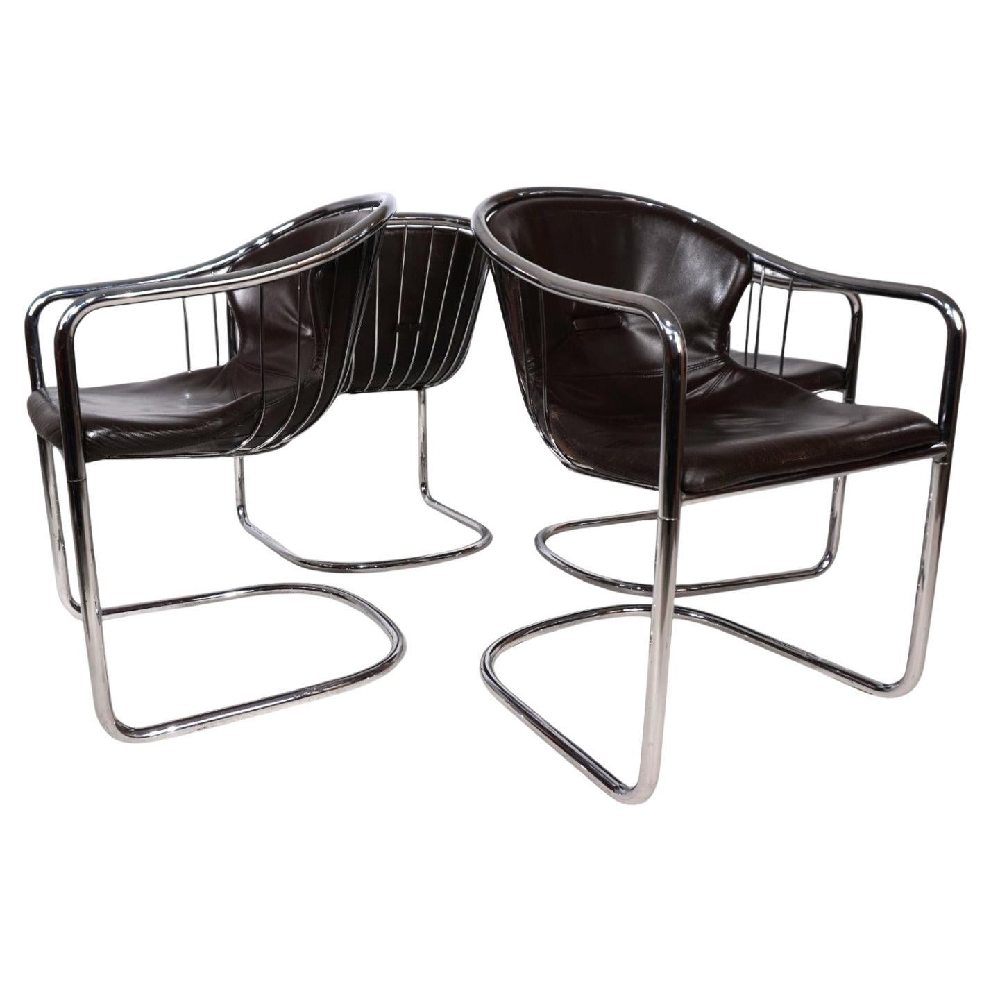 Set di 4 sedie da pranzo cromate di Gastone Rinaldi per Thema, 1970 in vendita