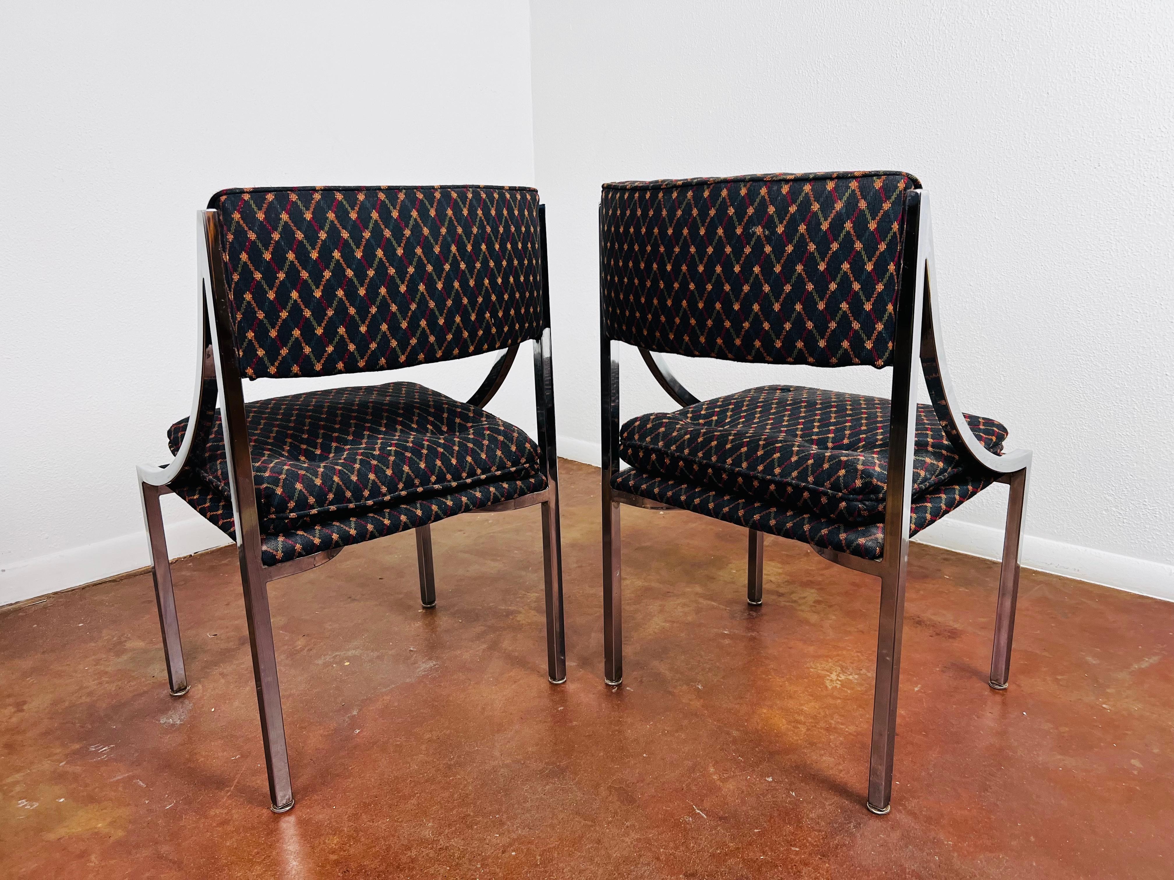 Fin du 20e siècle Ensemble de 4 chaises de salle à manger chromées de Wolfgang Hoffmann pour Howell Co. en vente
