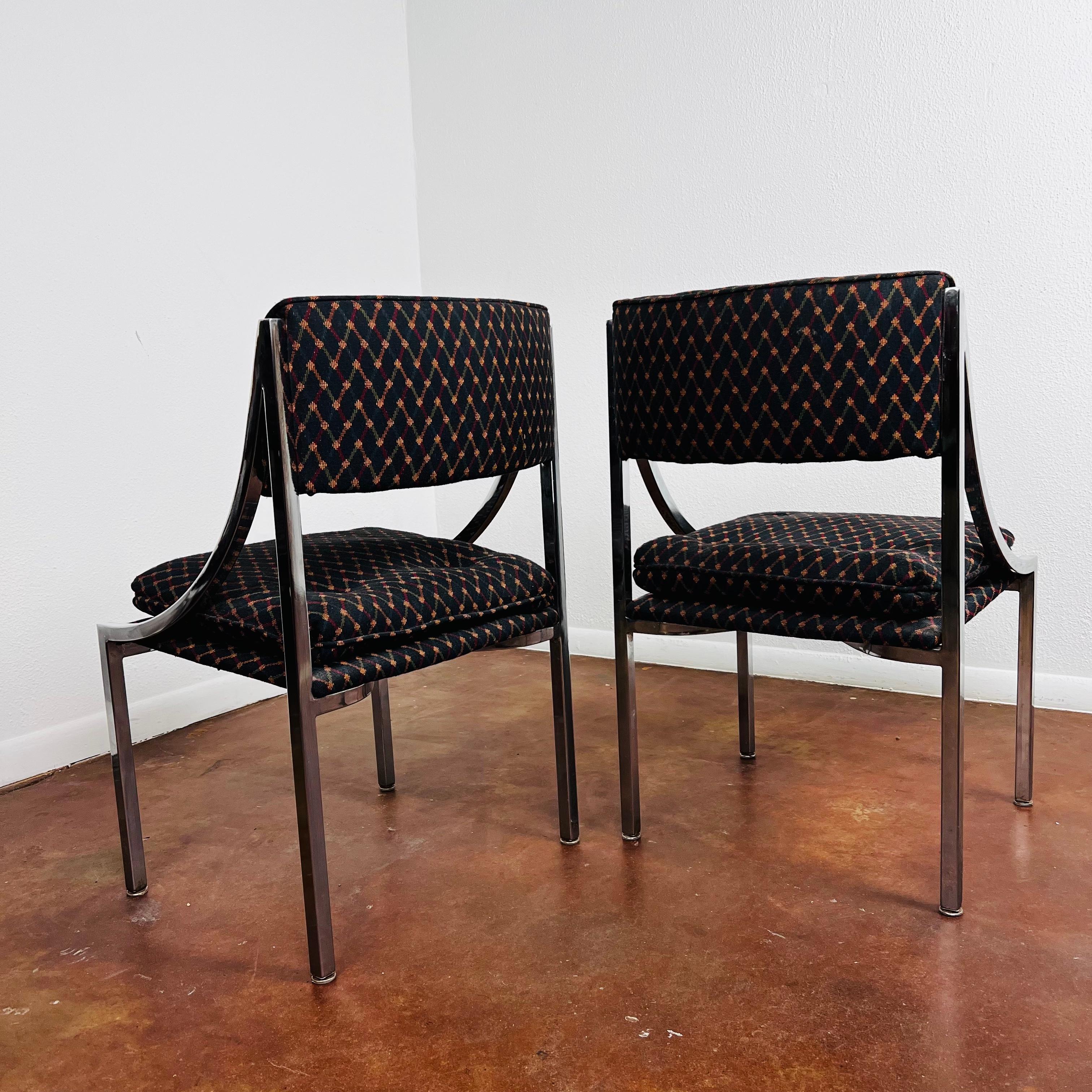 Acier inoxydable Ensemble de 4 chaises de salle à manger chromées de Wolfgang Hoffmann pour Howell Co. en vente