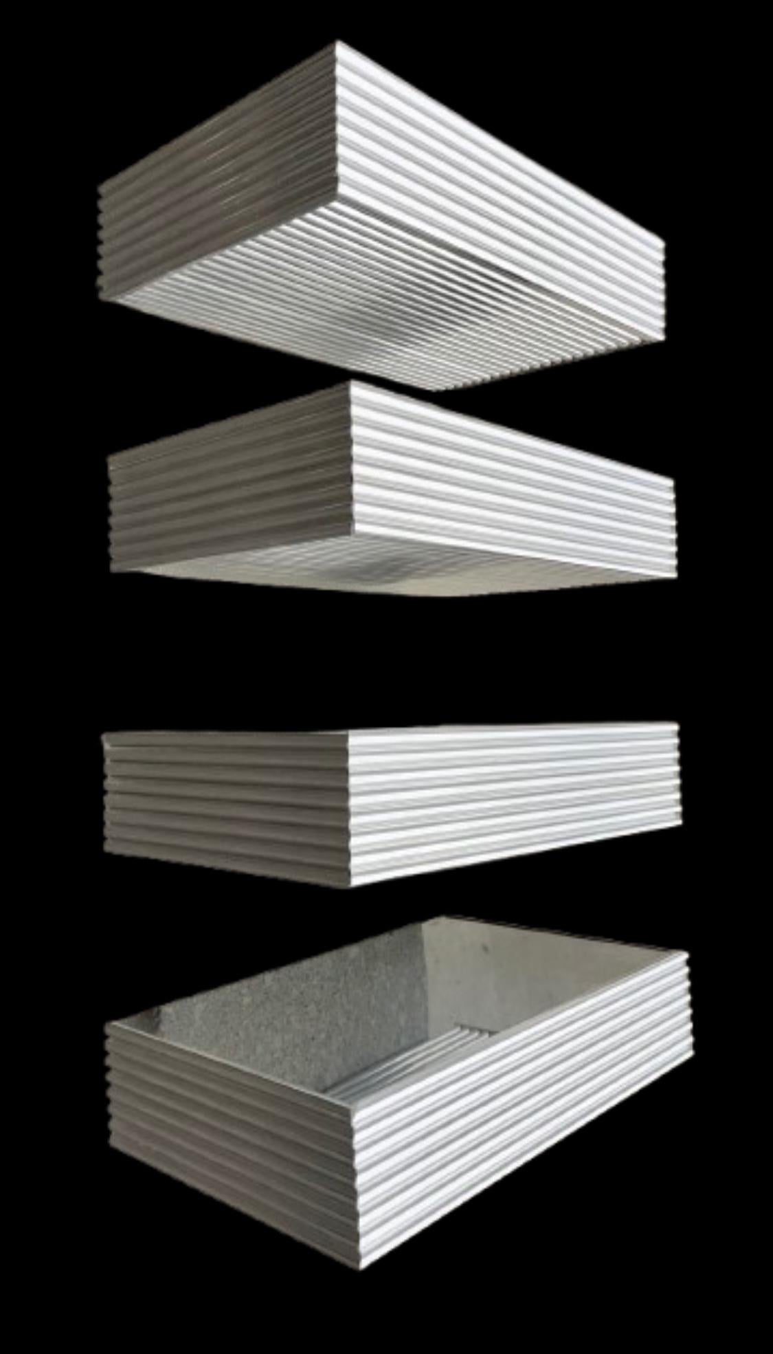 Set di 4 mensole da parete in bambù cromato e inossidabile lucido in vendita 4