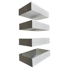 Juego de 4 Estantes de Pared de Bambú Cromado e Inoxidable Pulido