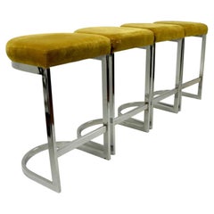Set of 4 Chrome Stools by DÍA attributed to Baughman
