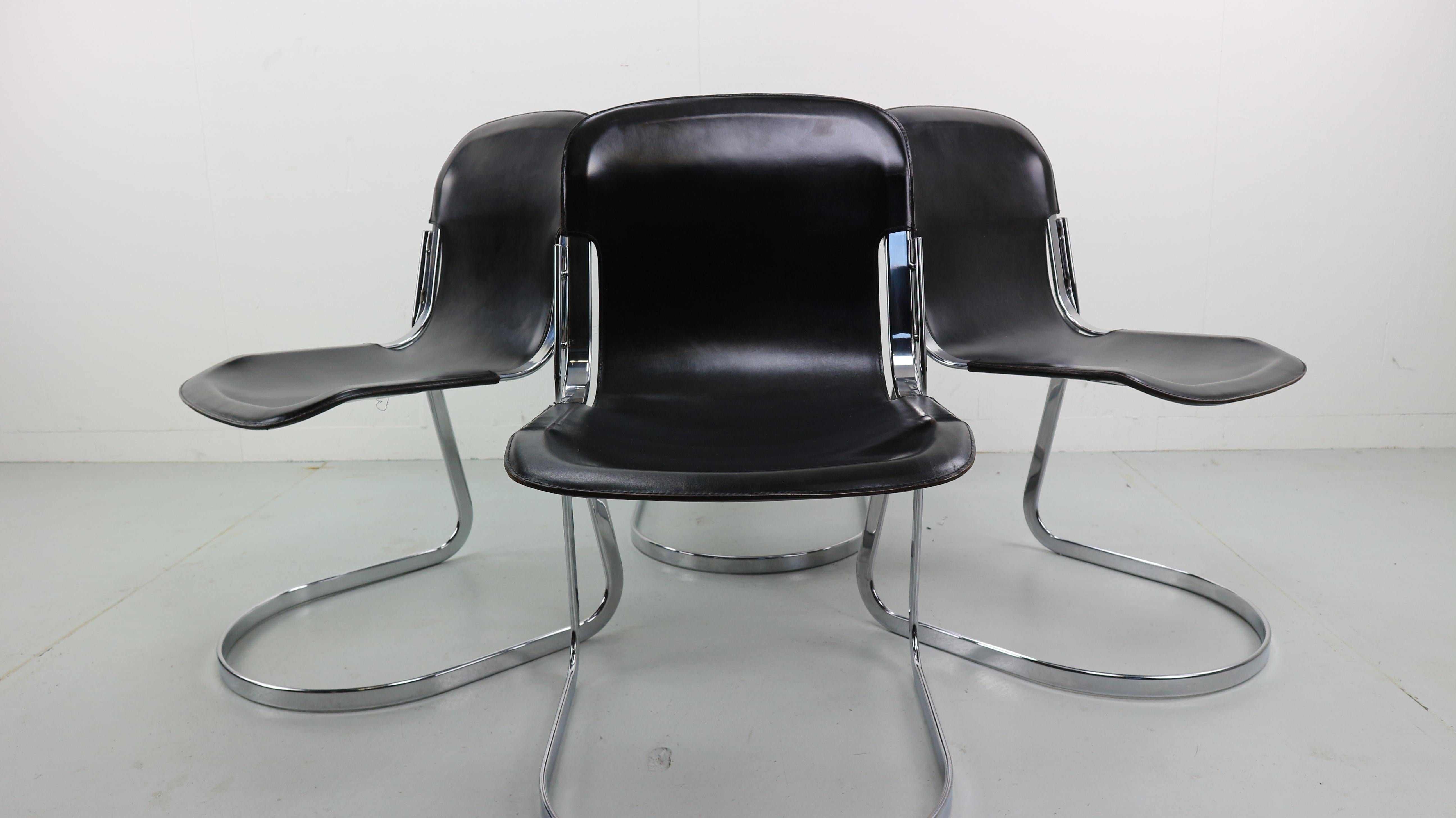Set of 4 Cidue Dinning Chairs by Willy Rizzo Dining Chairs, 1970s In Good Condition In The Hague, NL