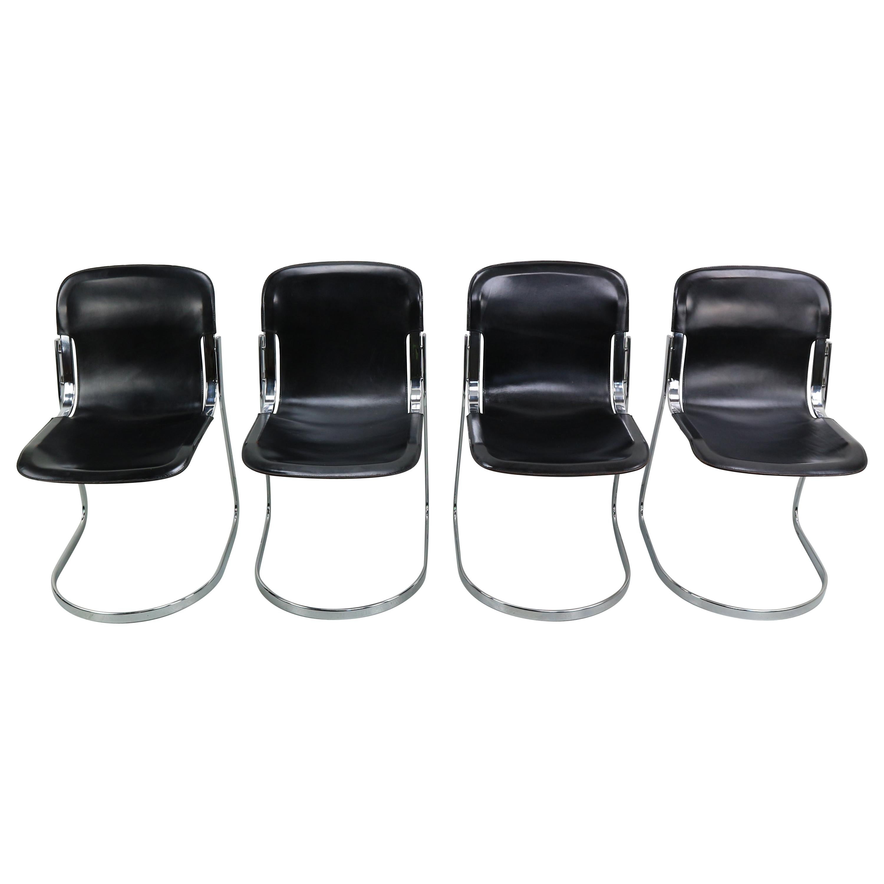 Set of 4 Cidue Dinning Chairs by Willy Rizzo Dining Chairs, 1970s