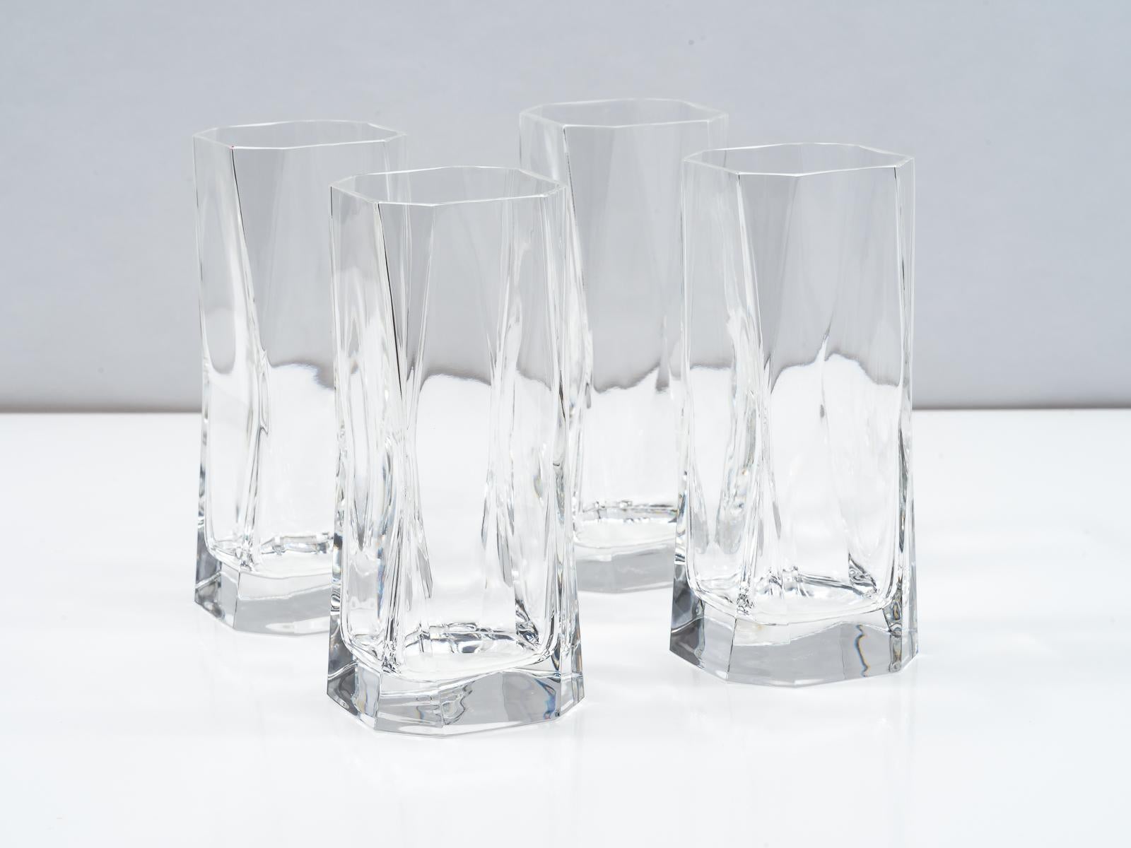 Set of 4 hand blown and hand-polished crystal 