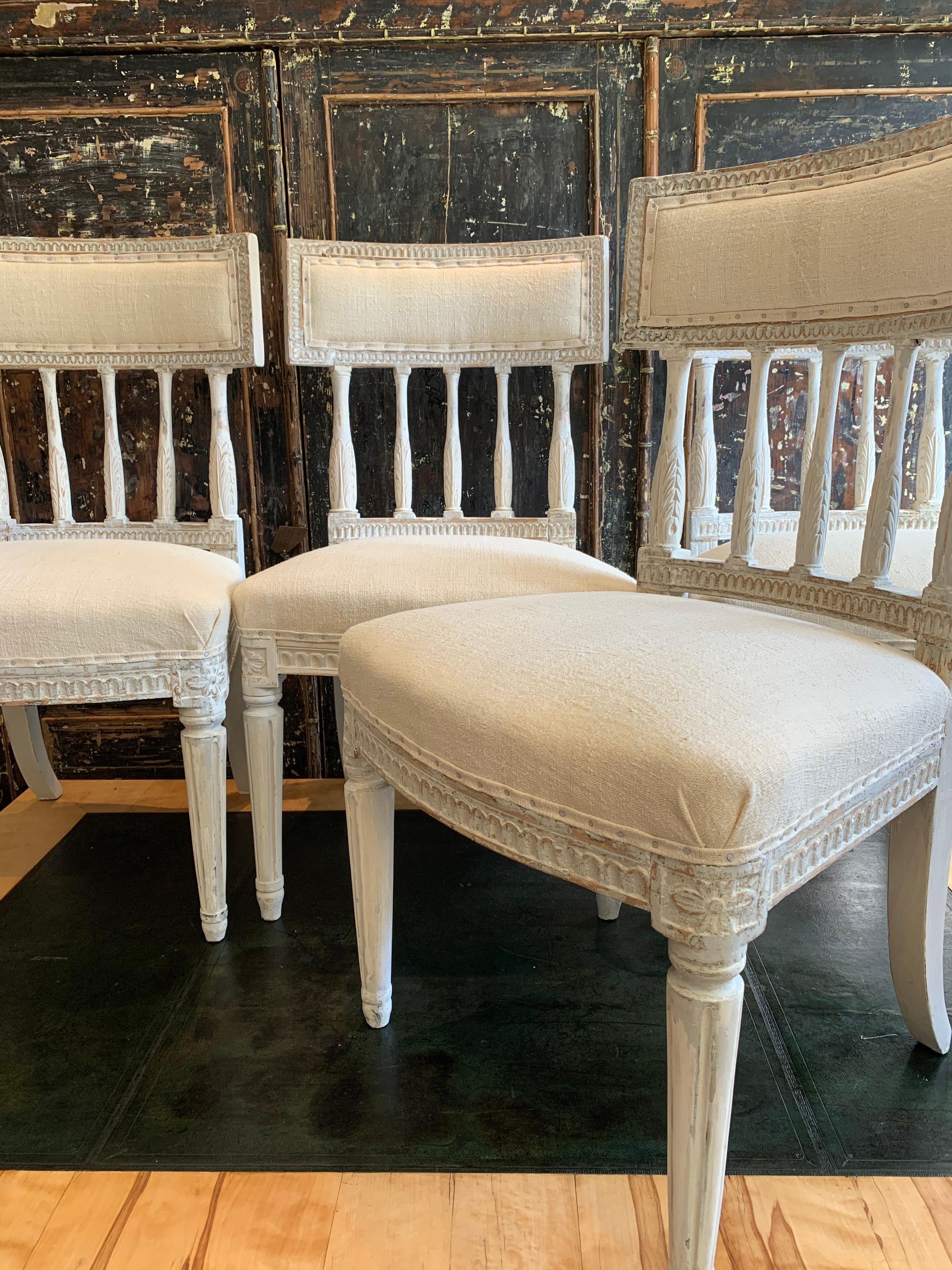 Set of 4 Circa 1800s Swedish Gustavian Dining Chairs Anders Hellman Style 10