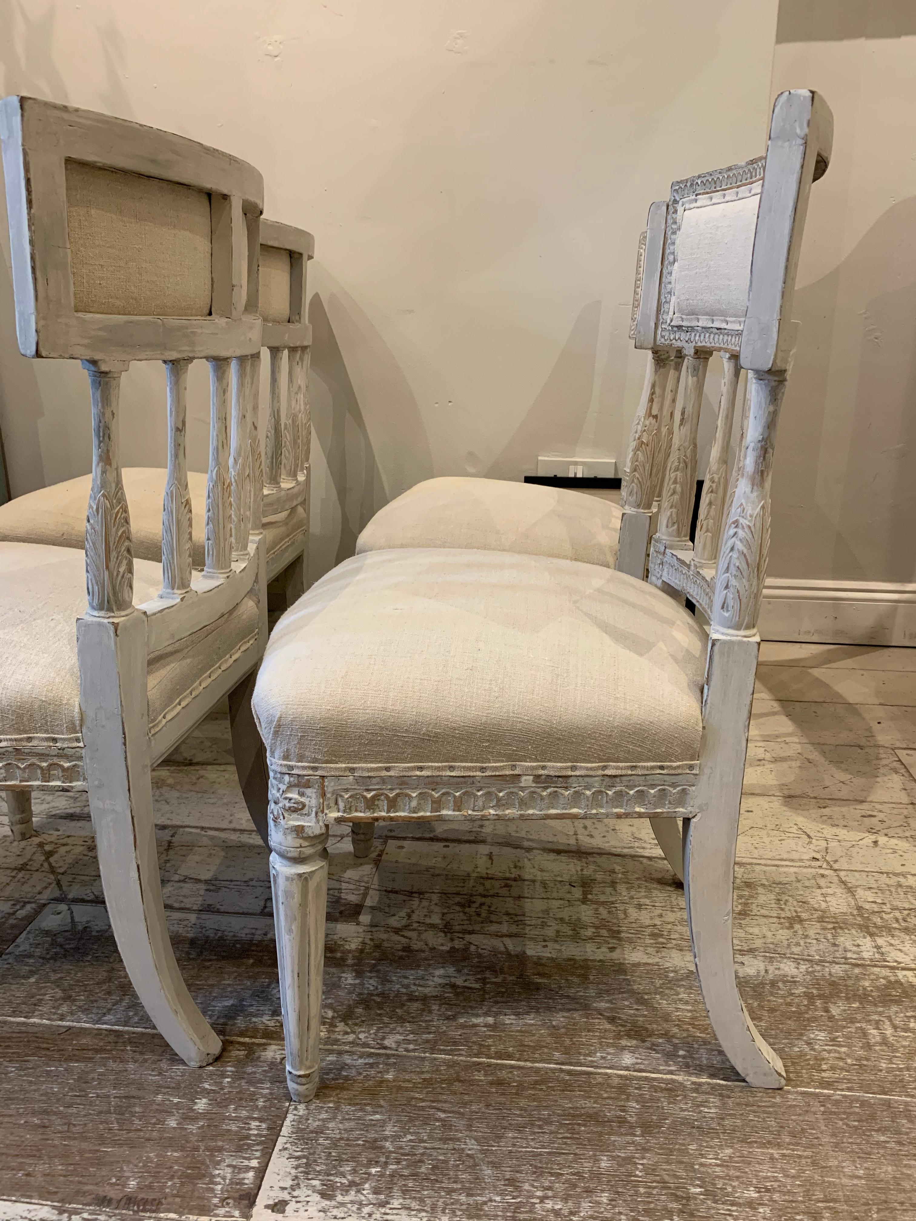 Set of 4 Circa 1800s Swedish Gustavian Dining Chairs Anders Hellman Style 2