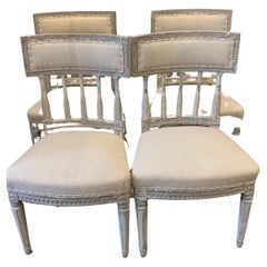 Set of 4 Circa 1800s Swedish Gustavian Dining Chairs Anders Hellman Style
