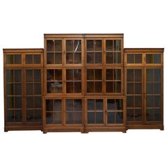 Antique Set of 4 circa 1920 English Oak Minty Oxford Metamorphic Library Bookcases Suite