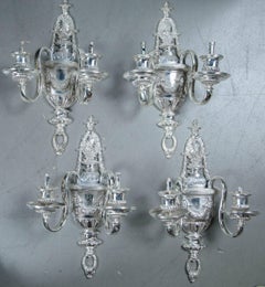 Set of Four circa 1920 Silver Plated Sconces