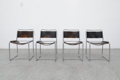 Set of 4 Claire Bataille & Paul Ibens Leather and Chrome 'SE18' Chairs