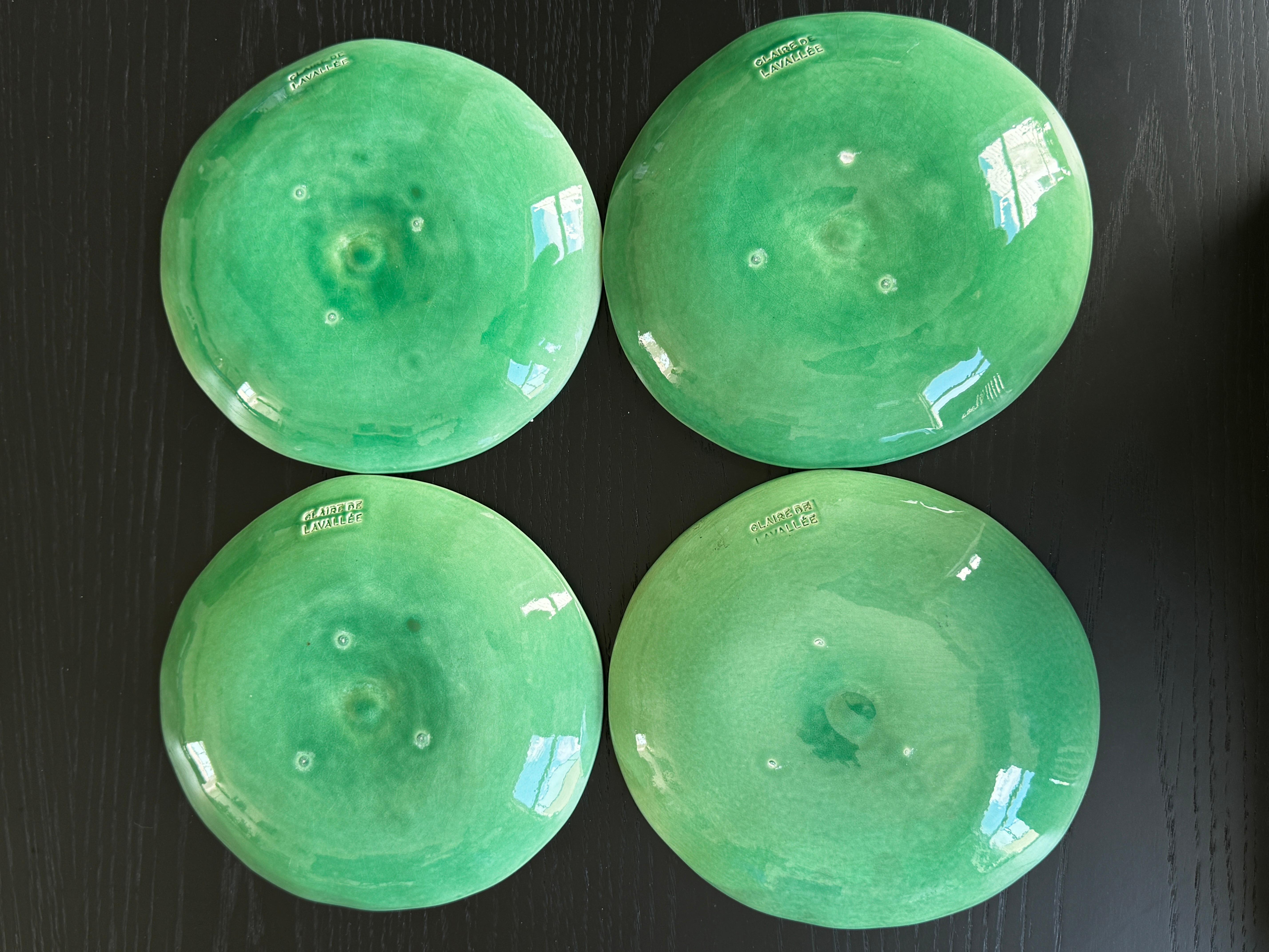 Set of 4 Claire de Lavallée Green Ceramic Salad Plates

8