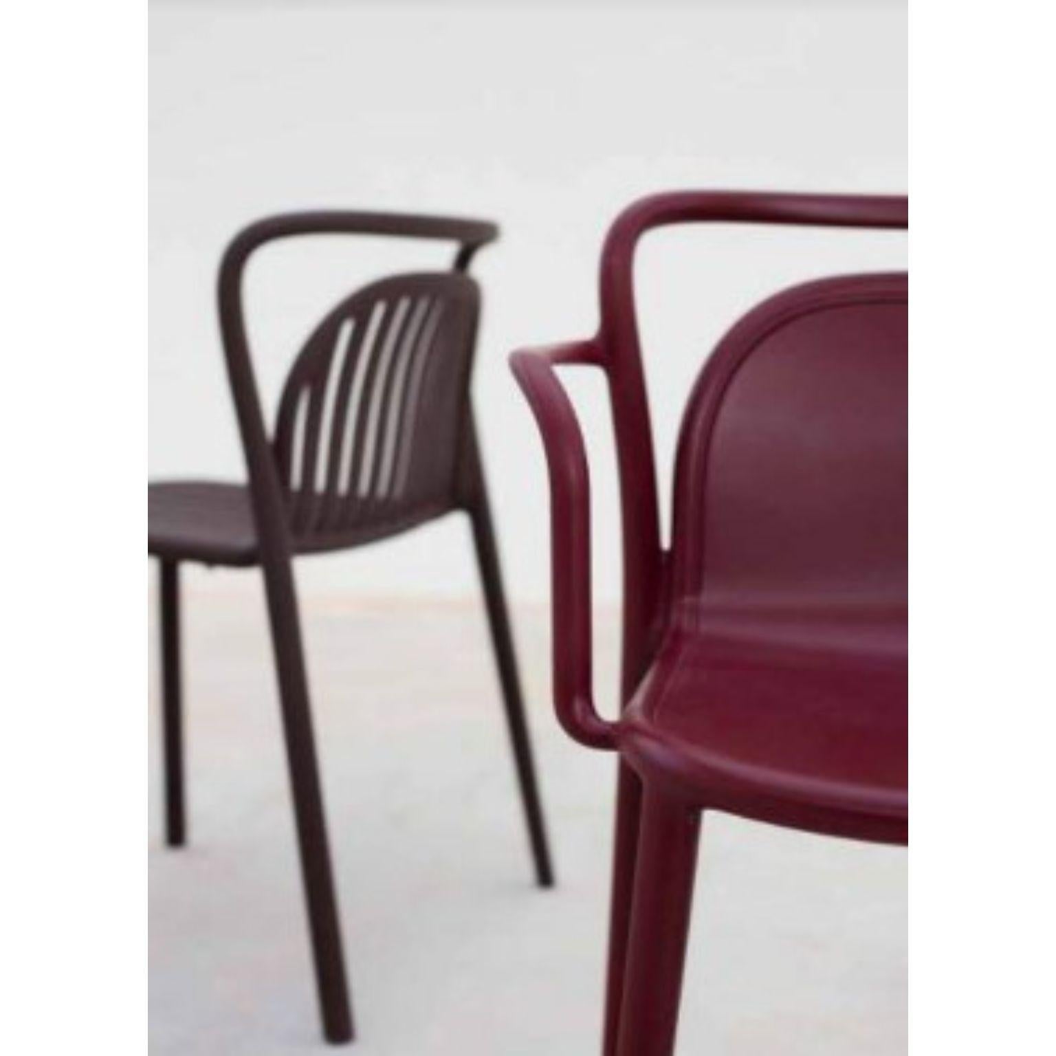 Set of 4 Classe Burgundy Chairs by Mowee In New Condition For Sale In Geneve, CH