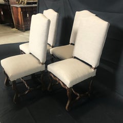 Set of 4 Classic 19th Century Walnut Os de Mouton French Dining Chairs