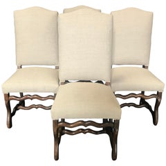 Antique Set of 4 Classic 19th Century Walnut Os de Mouton French Dining Chairs